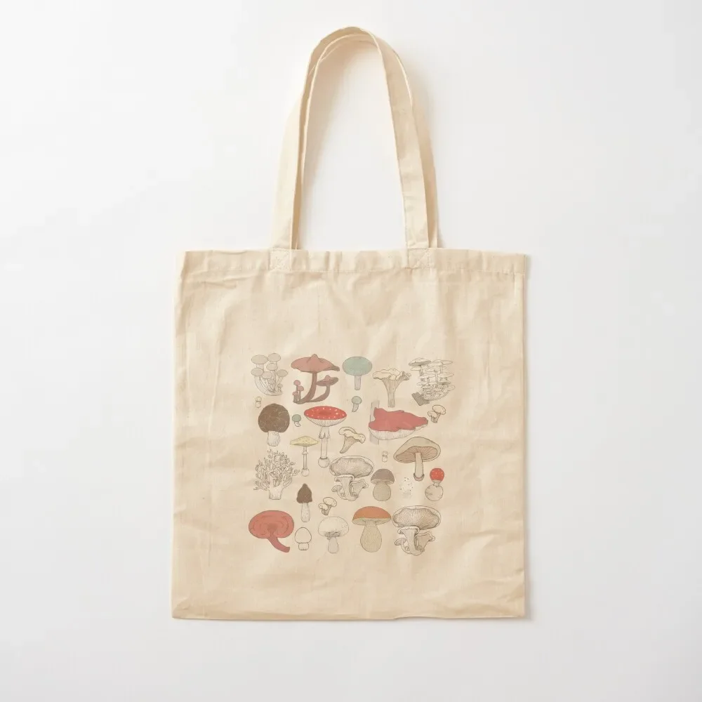 

Vintage Wild Mushroom Mycology Tote Bag Canvas bag for women eco bag folding Shopper sacs de shopping