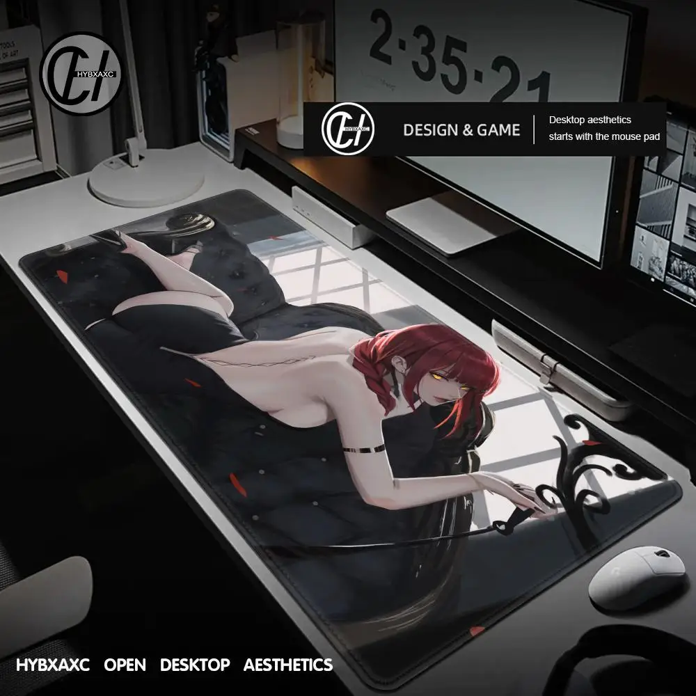 

Art Makima Comic Black & White Mouse Pad Dark Girl Gamer Computer Accessories 90x40 Keyboard Laptop Desk Mats