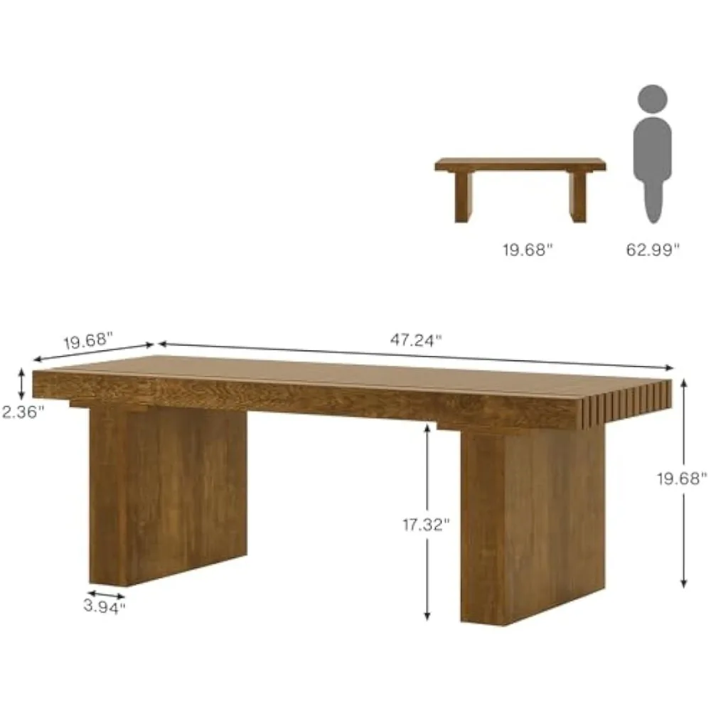 Rectangle Coffee Table: 47.24-Inch Wood Modern Coffee Table Cocktail Table for Living Room, Farmhouse Coffee Table