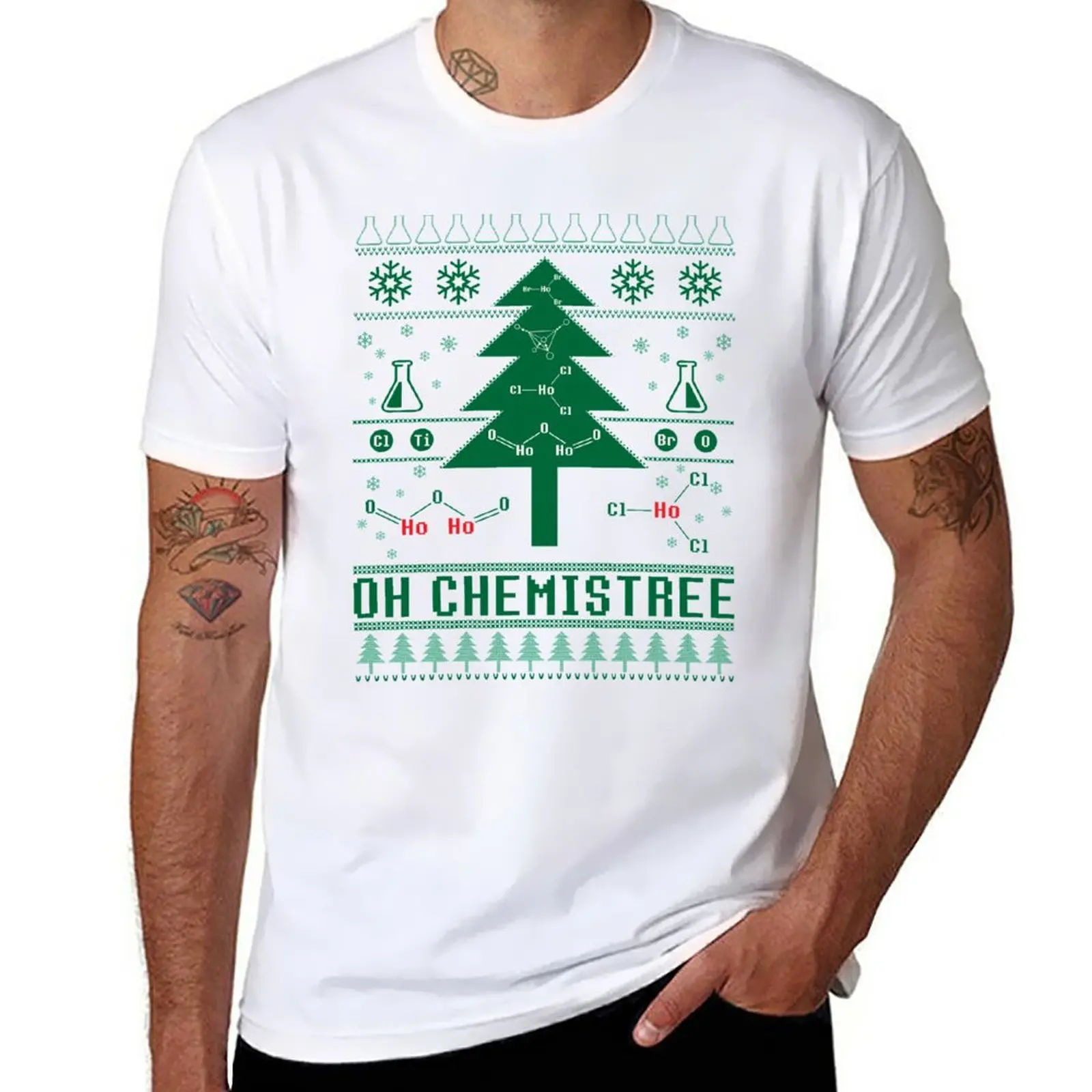 Oh Chemistree Ugly Sweater Christmas Chemisty Motive HoHoHo T-Shirt Short sleeve sweat shirt Men's t shirts