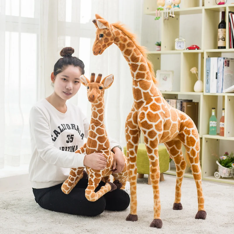 Alta calidad 140cm de simulación jirafa juguetes de peluche lindo Animal relleno suave Peluche de jirafa, regalo de cumpleaños de los niños de