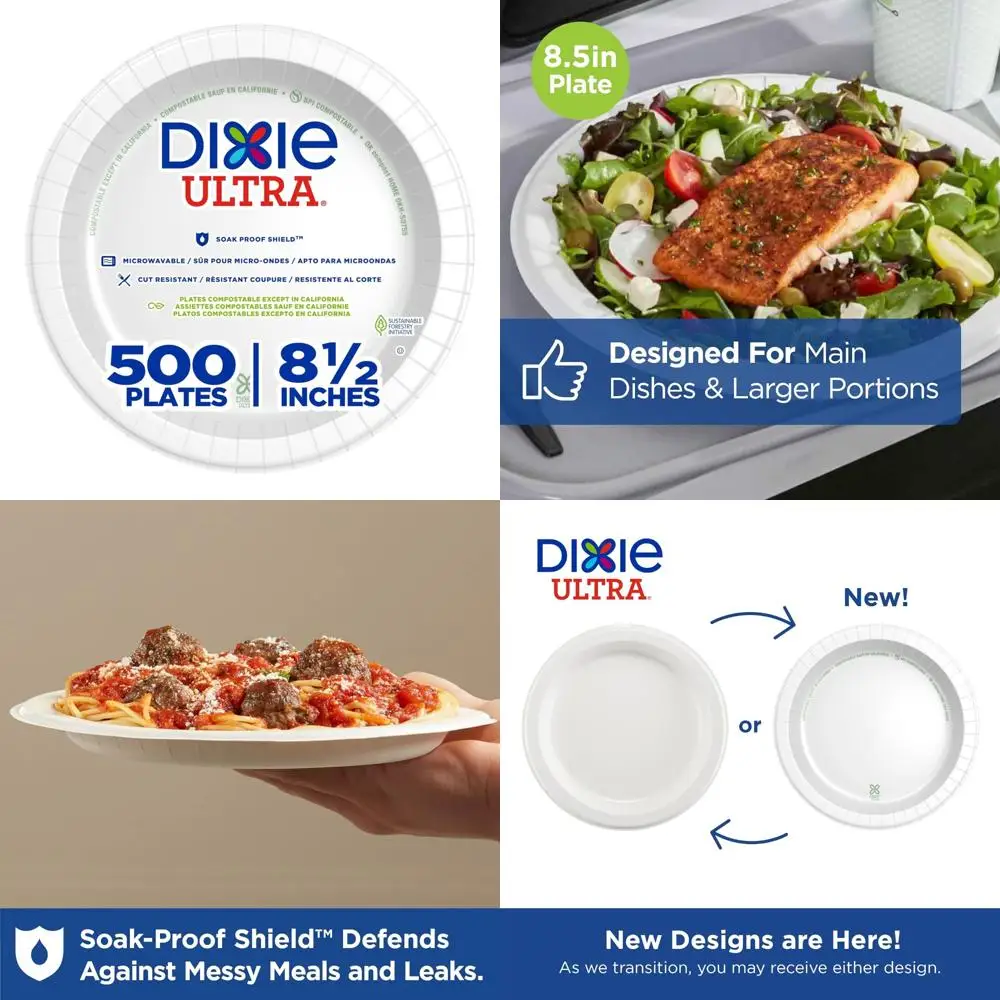 

Heavy-Weight White Paper Plates 500 Count Bulk Case 4 Packs 125 Count Each Ultra 8.5 Inch Large Plates for Parties and Catering