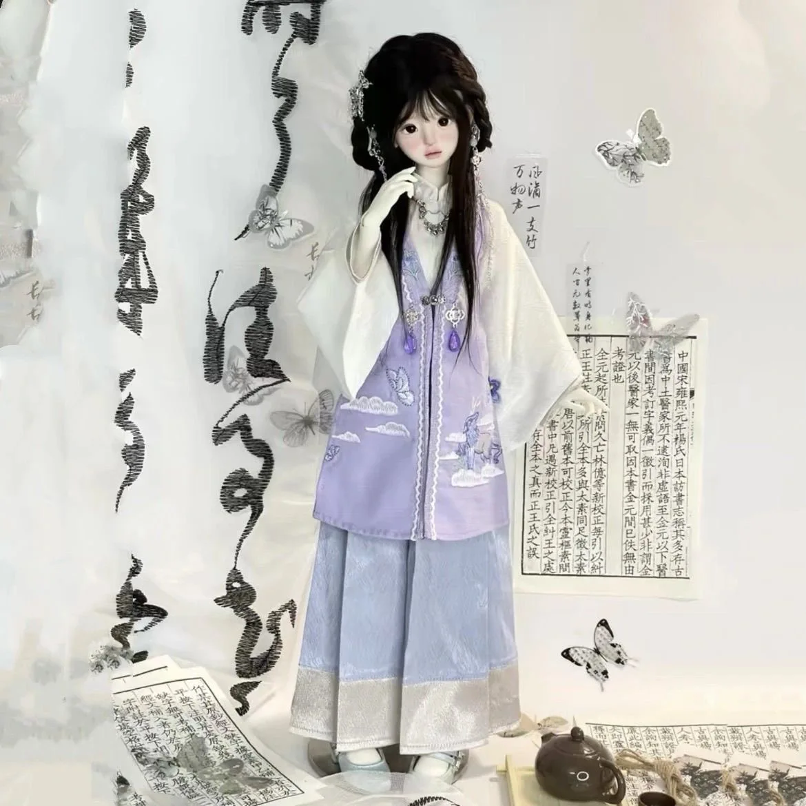 

BJD doll clothes suitable for 1/4 sizePurple lilac clothes set doll accessories (3 points)