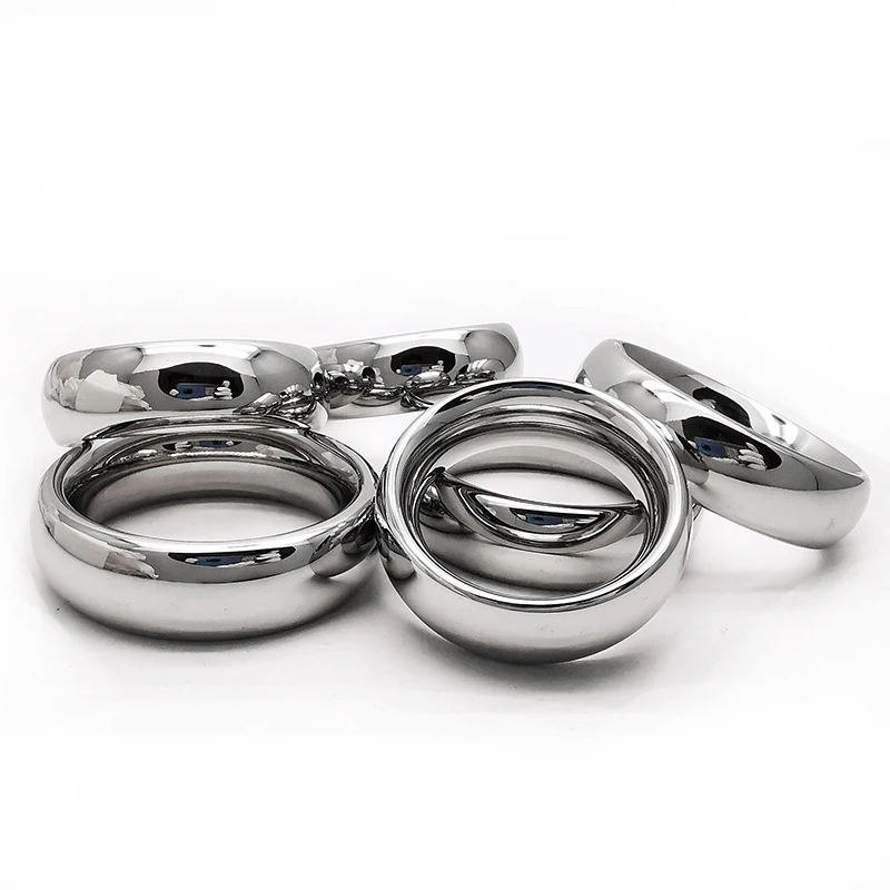 6 Sizes Stainless Steel Penis Ring Stretcher Metal Cock Ring Scrotum Restraint Rings Penis Lock Testicular SM Sex Toys for Men