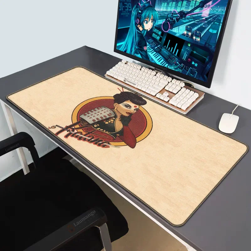 Gamer Computer Wireless Keyboard Katana Mousepad Rubber Gaming Mouse Pad Ped Anime Xxl Cabinet Large Mause Desk Accessories Girl