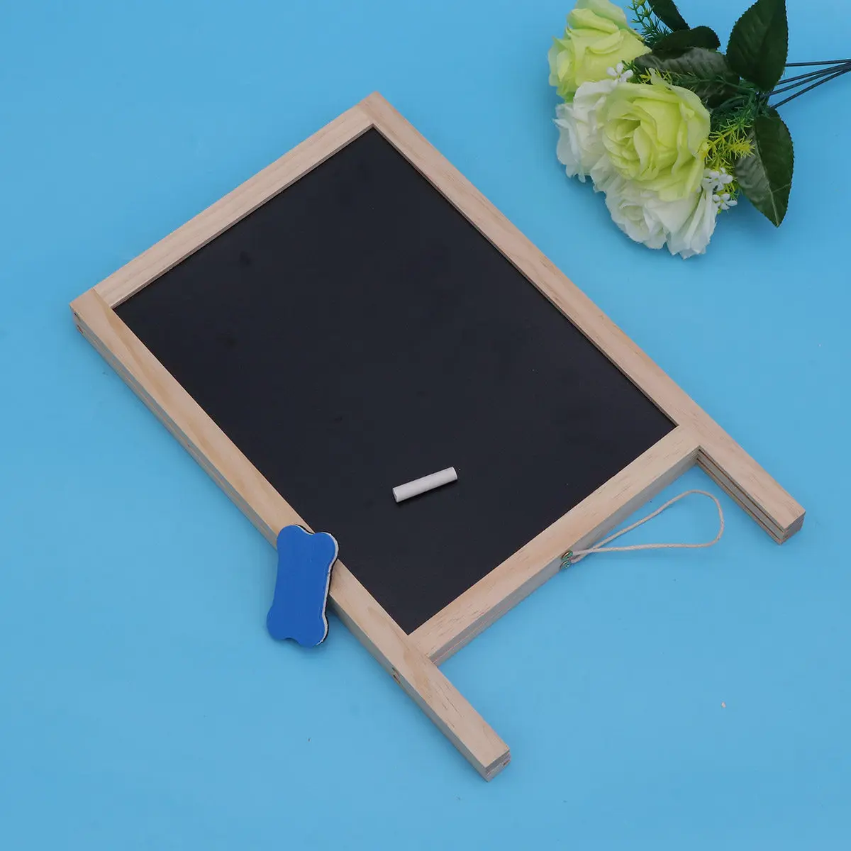 1Set Mini Wooden Double Side Blackboard Tripod Easel 25x40cm Bar Counter Message Board Writing Table Label Decoration