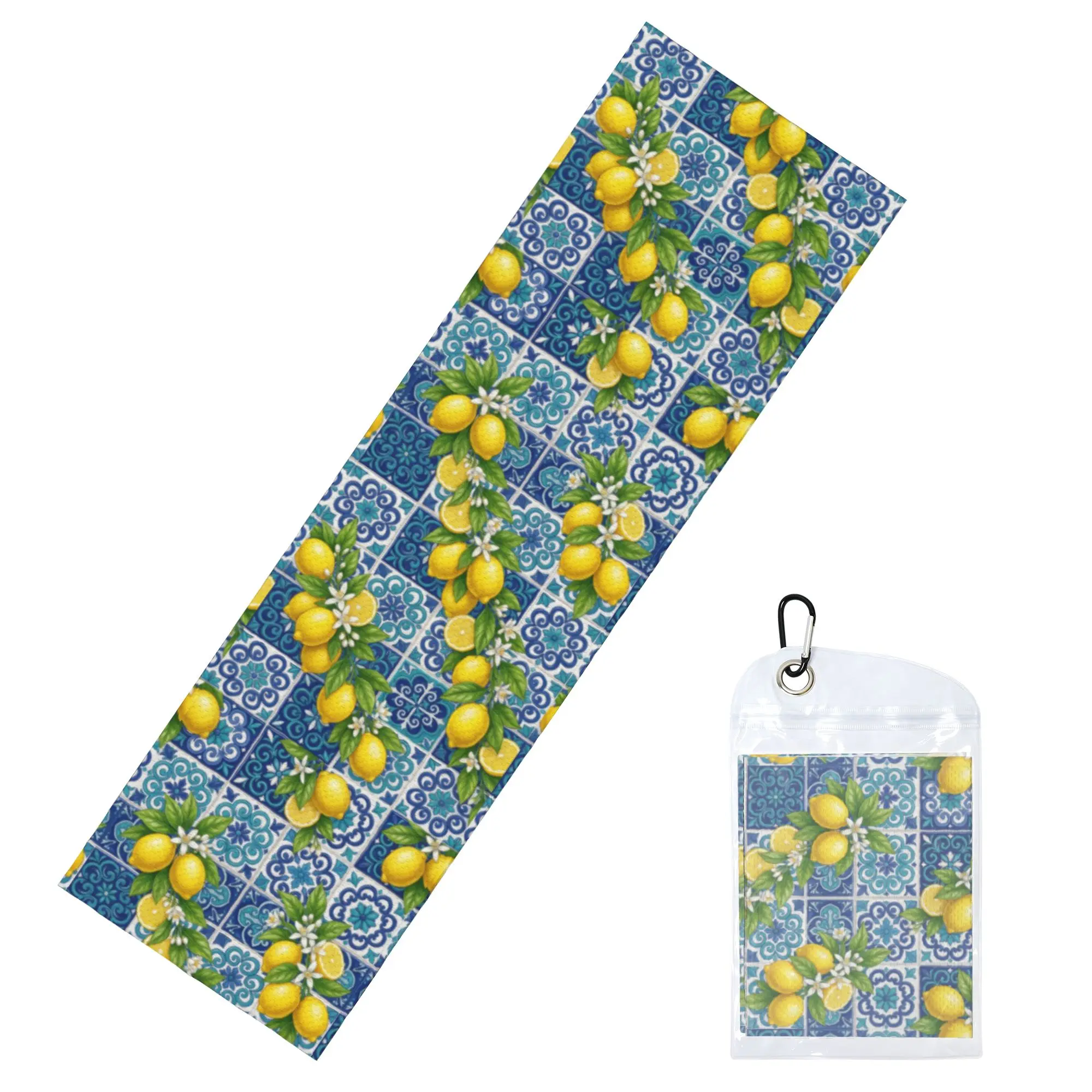 Mediterranean Sicilian Tiles Lemon Citrus Cold Exercise Towel Quick Dry Face Towel  Sports Towels