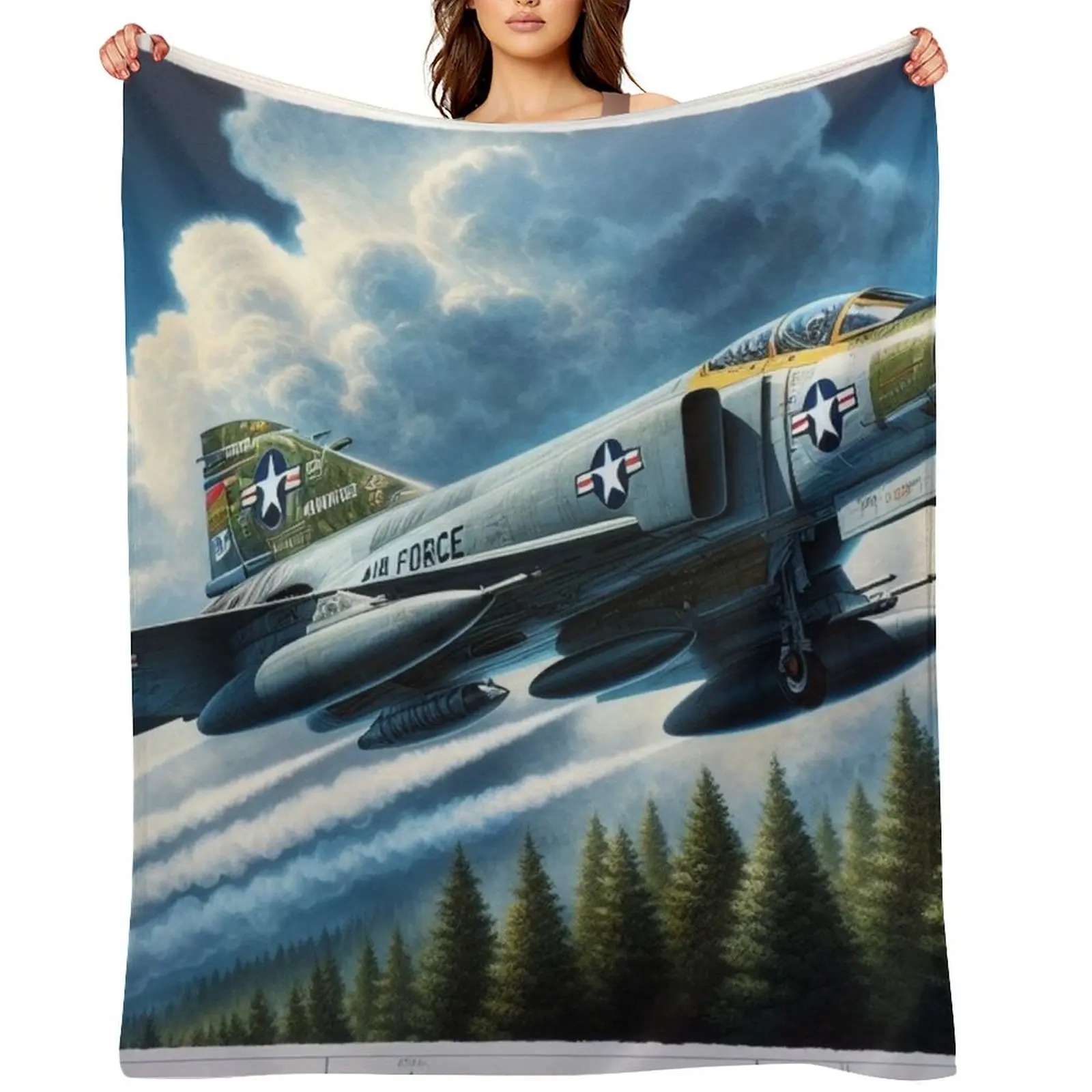 

F-4 Phantom Throw Blanket Large Furry Multi-Purpose funny gift Blankets