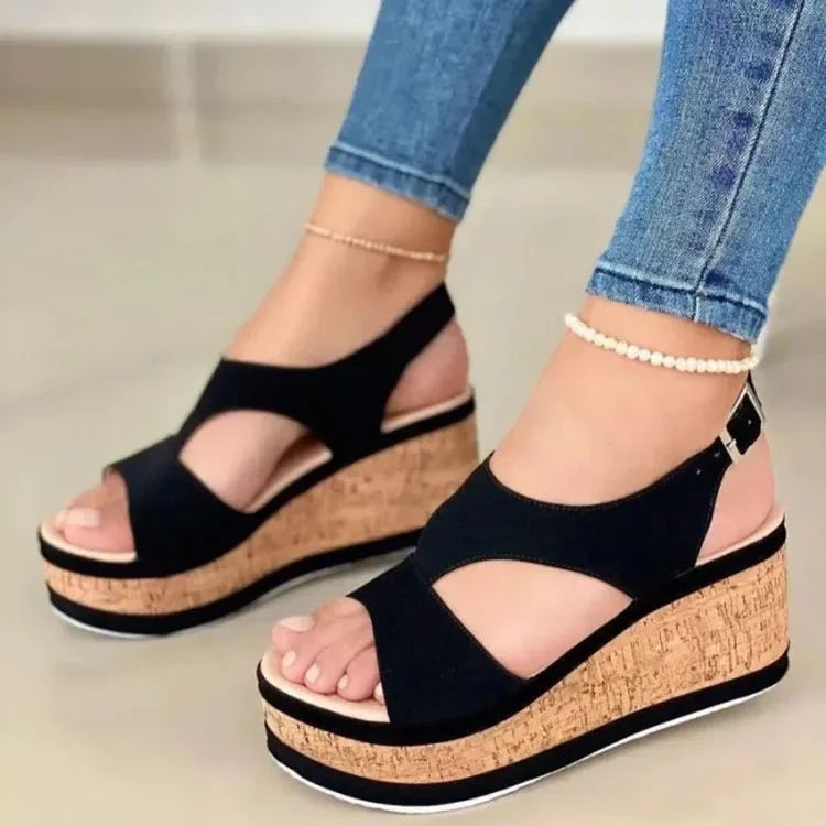 Sandals Women Open Toe Shoes  Summer Casual Peep Toe Sandal Thick Bottom Wedge Shoes Sexy Elegant High Heel Sandals Plus Size