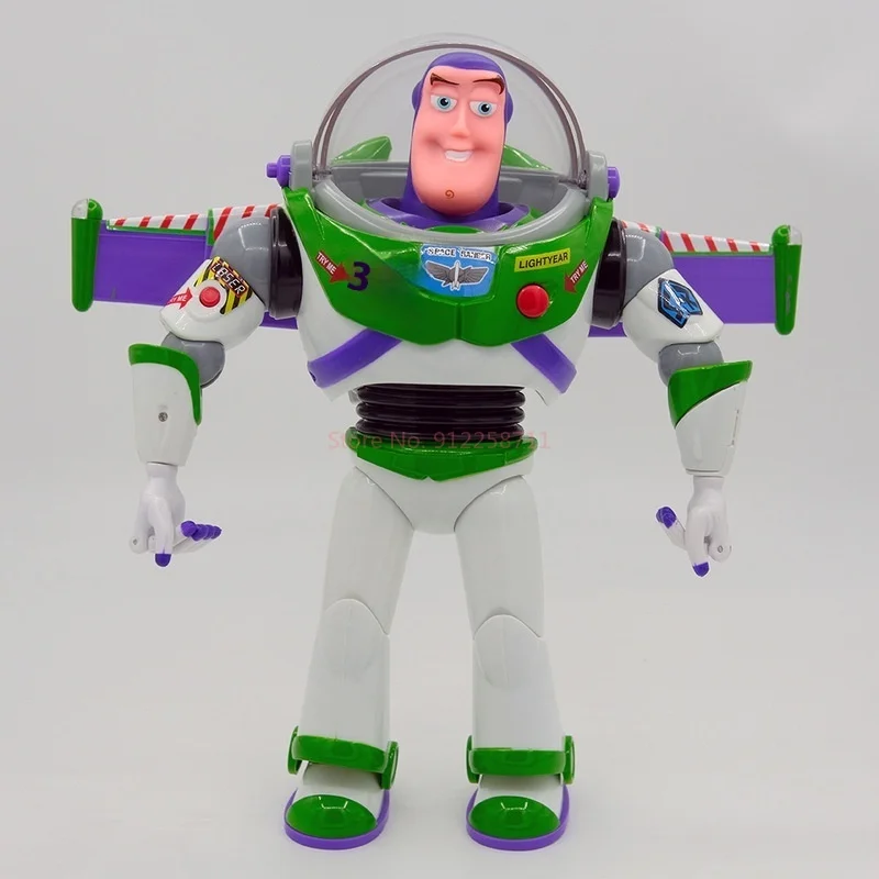 新しい本物の 33 センチメートルディズニートイストーリーバズ・ライトイヤー宇宙船サウンドモデル人形デスクトップコレクションアクションフィギュアモデルおもちゃ