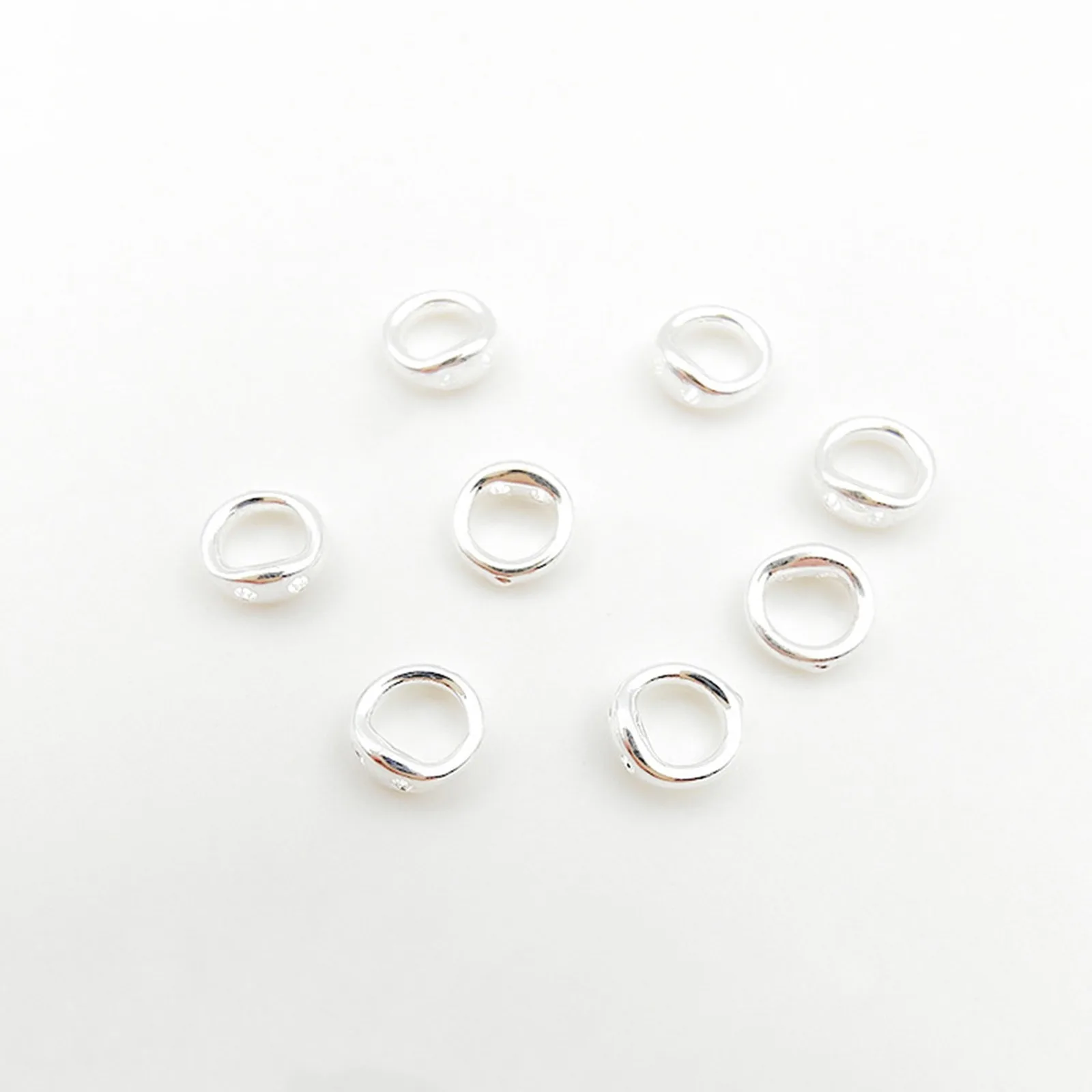 10pcs Brass End Bead Tip Double Hole Connector Rings End Caps For Necklace Bracelet Jewelry Making Accessory 5.5mm Dia.