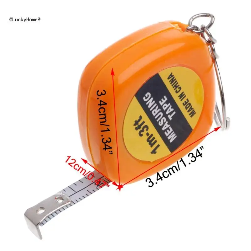 Easy Retractable Ruler Tape Measure Mini Portable Pull Ruler Keychain 1m/3ft 11UA