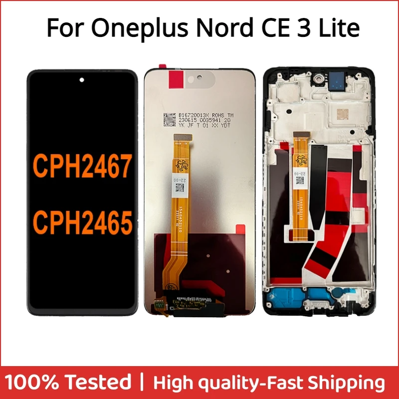 

6.72'' IPS For OnePlus Nord CE 3 Lite CPH2467 CPH2465 LCD Display Touch Screen Digitizer Assembly