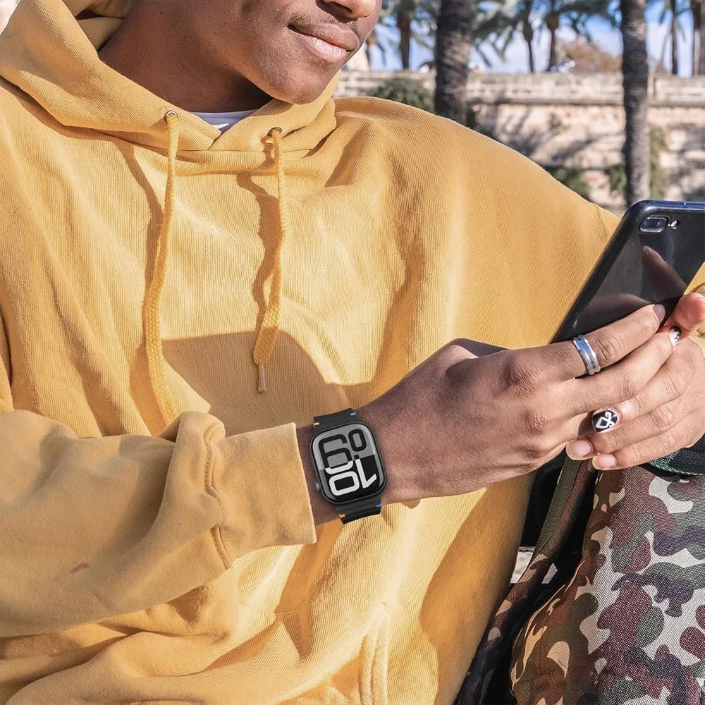 حزام سيليكون لساعة أبل 10 الفرقة 46 مللي متر 42 مللي متر 49 مللي متر 45 مللي متر 44 مللي متر 40 41 مللي متر كوريا سوار حزام iWatch سلسلة 10 9 8 6 7 5 SE Ultra