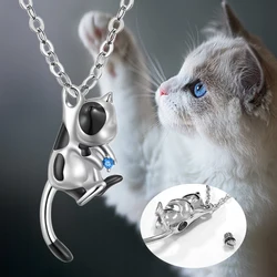 Cat Cremation Jewelry for Ashes Cat Urn Necklace that Hold Human Pet Ashes Memorial Keepsake Jewelry Gifts for Women Girls