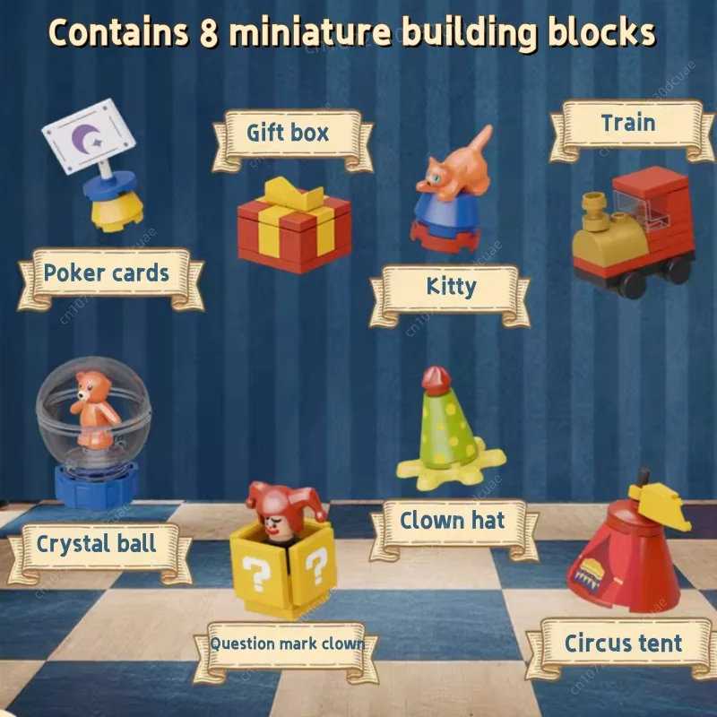 새로운! 인형 기계 조립 블록 모델 레트로 컬러 서커스 클래식 장난감 데스크탑 액세서리 생일 선물