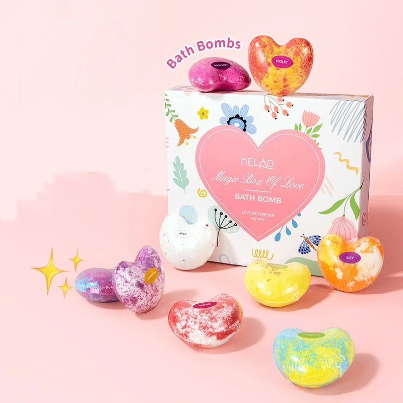 9pcs Bath Bubble Ball Kit Essential Oil Bath Salts Skin Care Exfoliating Moisturizing Shower Bath Balls Accessories Relaxing