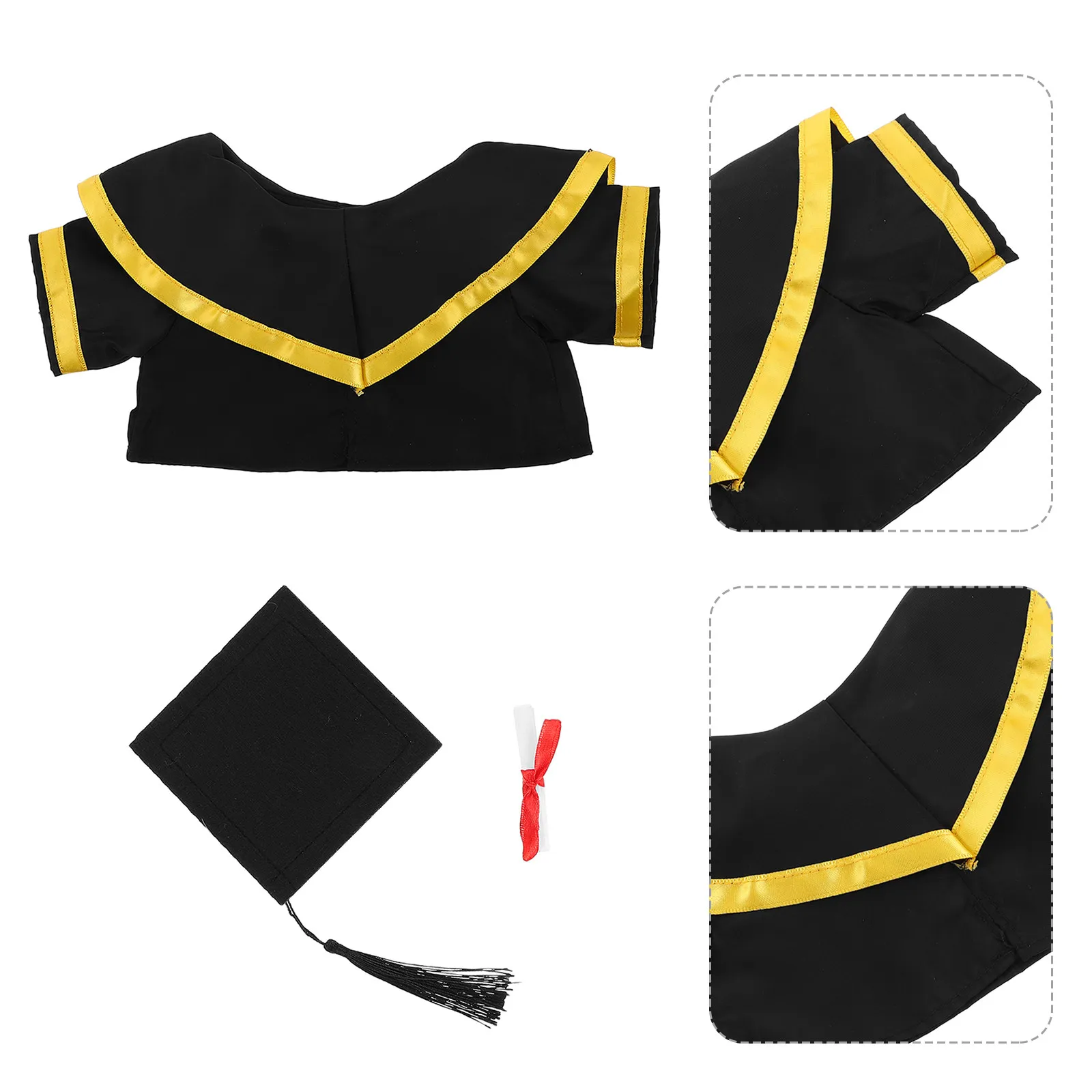 

Graduation Bear Clothes Soft Comfortable Fabric Cap Shawl Set Graduation Season Celebration Keepsake Accessories