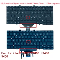 Nuevo teclado retroiluminado para ordenador portátil Dell Latitude 7400 E7400 L3400 5400 EE. UU., ruso, español, latino, Reino Unido, árabe, Brasil, portugués