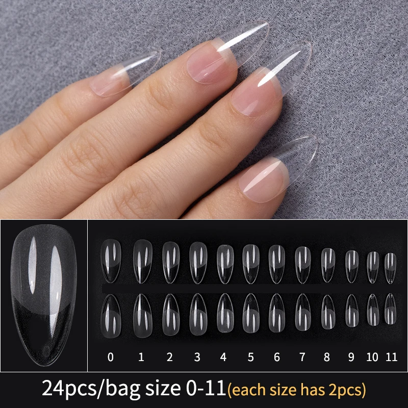 24pcs Press on False Nails Coffin Semi-Frosted Full Cover UV Gel Nails Short Nail Tips Extension Capsule Art Accessories Tool