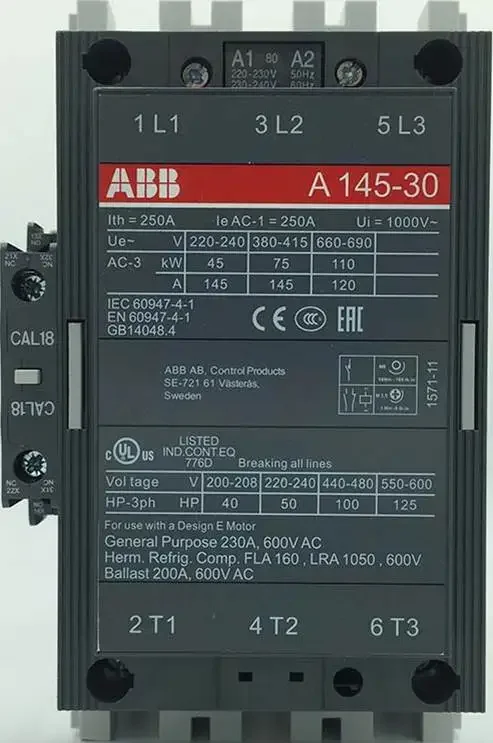 ABB AC Contactor A145-30-11 A145D-30-11 Milwaukee R134a