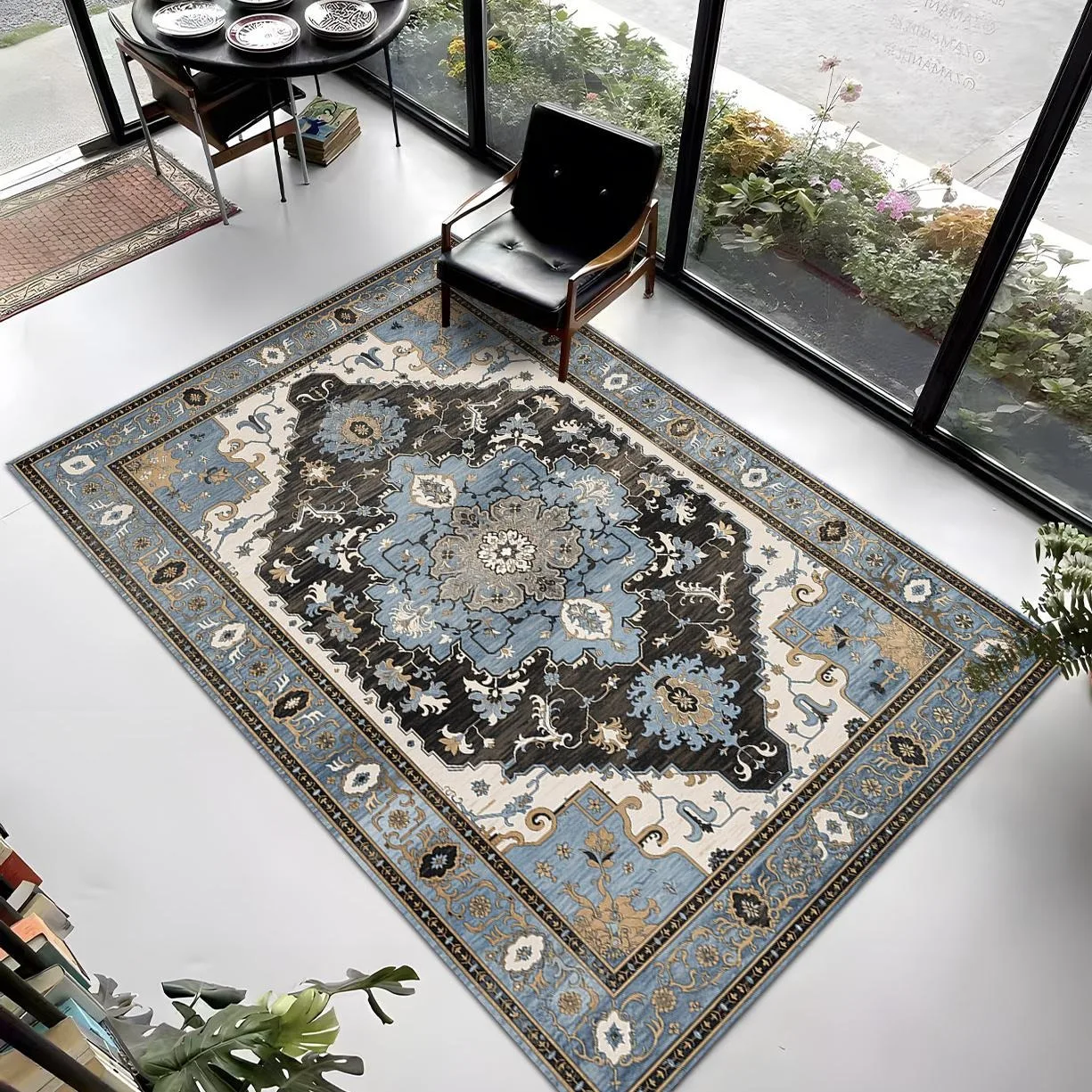 

MINISO Ретро богемный ковер в этническом стиле для гостиной, дивана, спальни, прикроватный кабинет, коврик для входной двери, нескользящий коврик для украшения дома