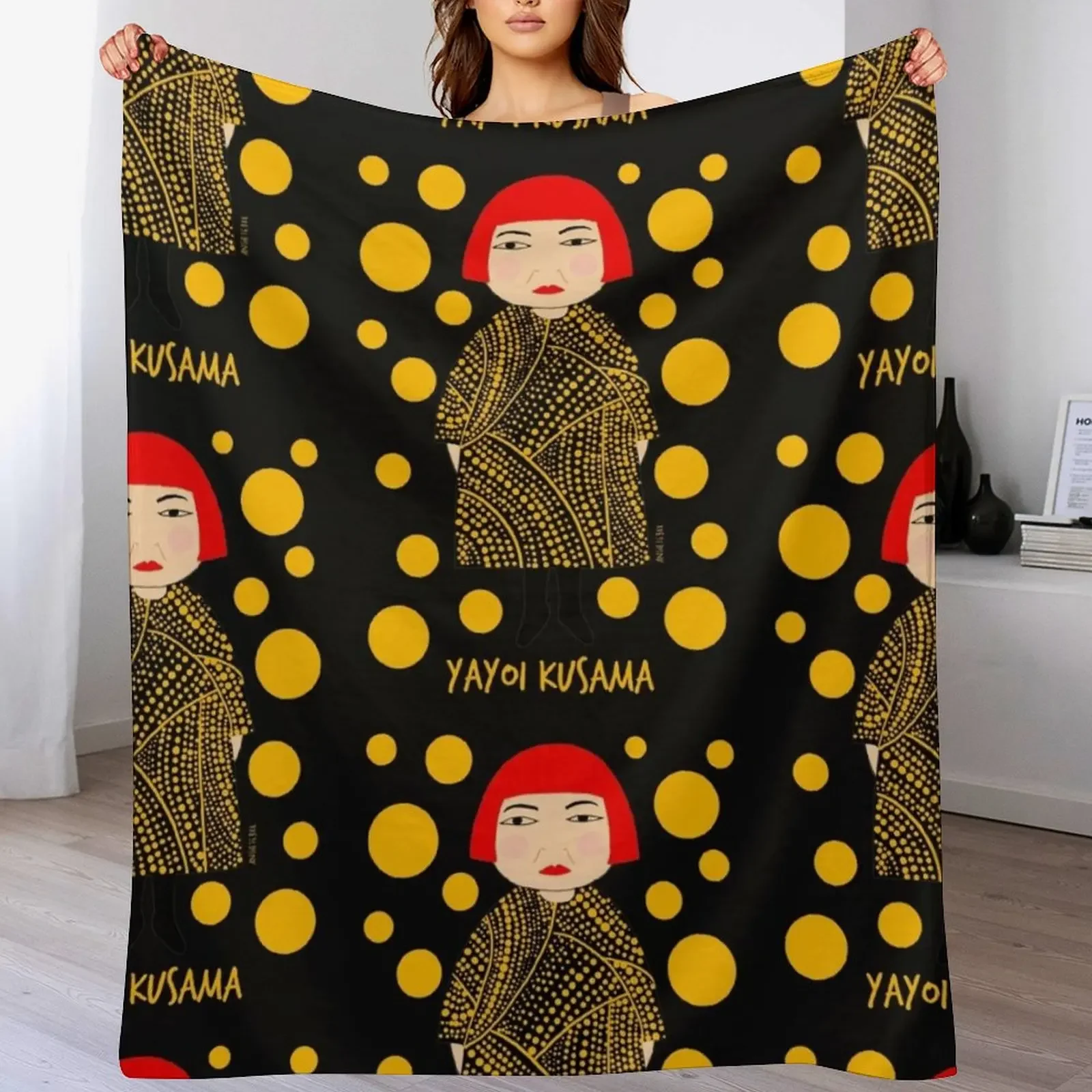 Yellow dots Yayoi Kusama inspired Throw Blanket Decorative Sofas Luxury Thicken for sofa Beach Blankets