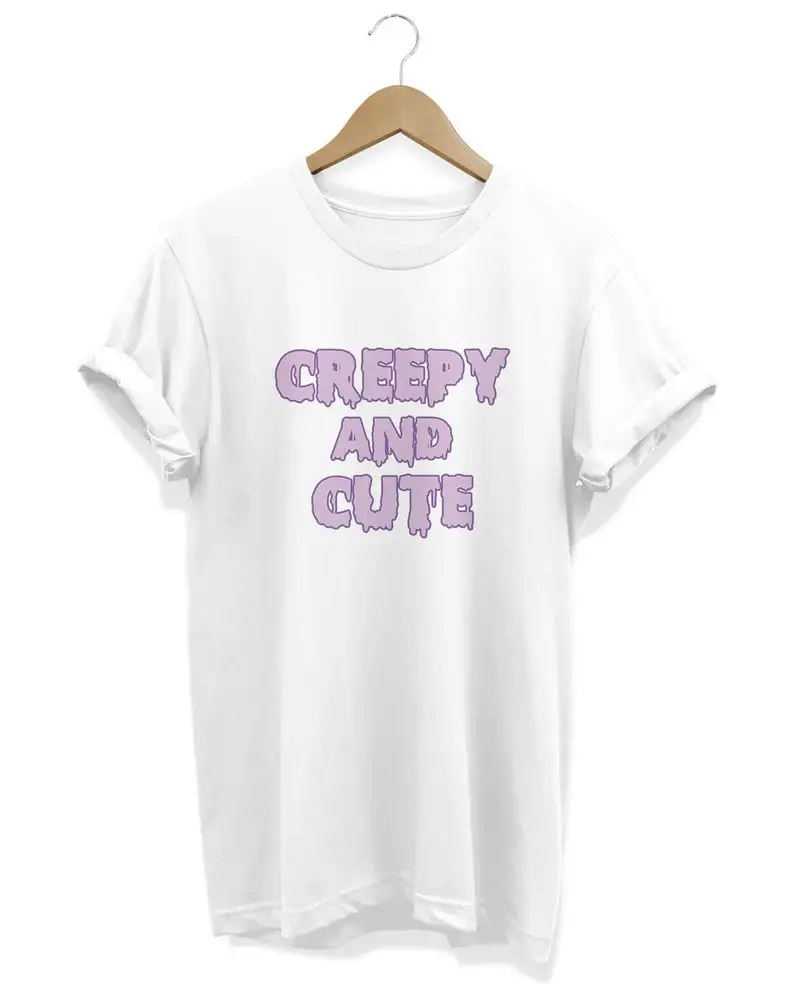 

Camisa linda espeluznante, camiseta Yami Kawaii, ropa gótica pastel, top nu goth, regalos grunge suaves, ropa urbana japonesa