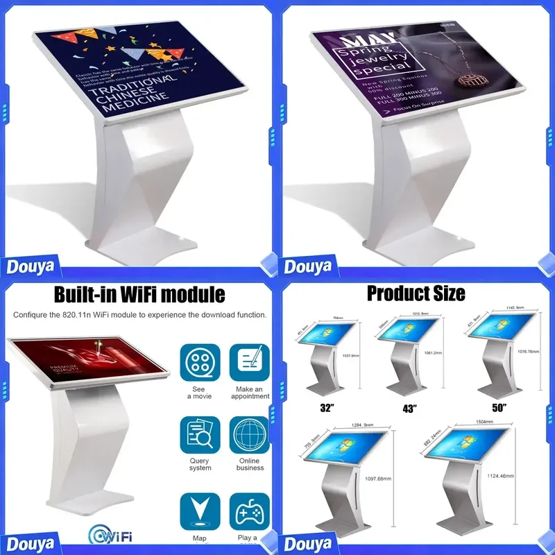 All in One Multimedia Digital Kiosk Built in HD LCD Display Information Monitors Touch Screen Indoor Interactive Kiosk