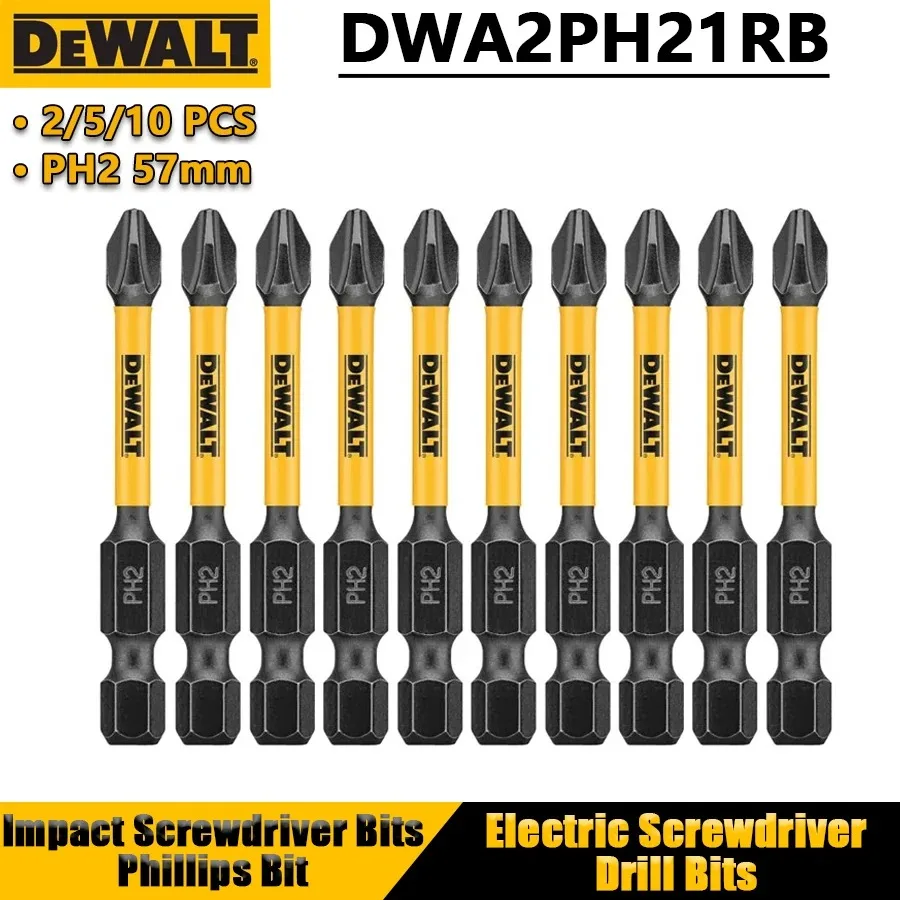 Dewalt original ph2 57mm bit tipo impacto de aço de alta velocidade ferramenta acessórios bit 5 peças