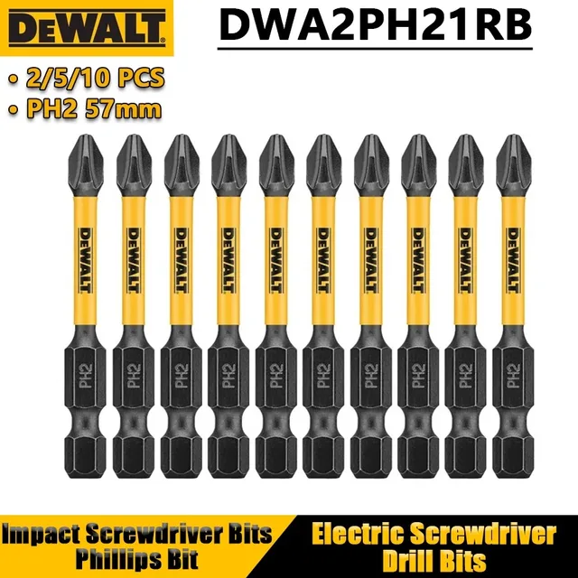 Broca Phillips DEWALT PH2 57mm para Parafusadeira de Impacto, Acessórios para Ferramentas Elétricas, 1/5 Peças DWA2PH21RB
