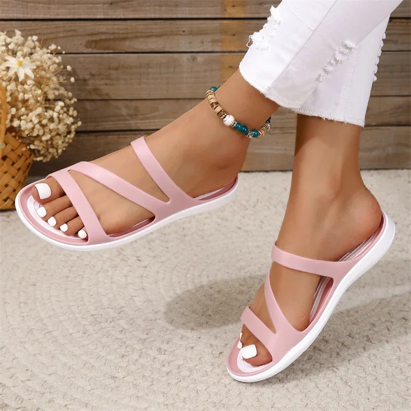 2024 New Summer Style Fashionable Comfortable Lightweight Casual Comfortable Flat-heeled Soft-soled Beach Sandals and Slippers