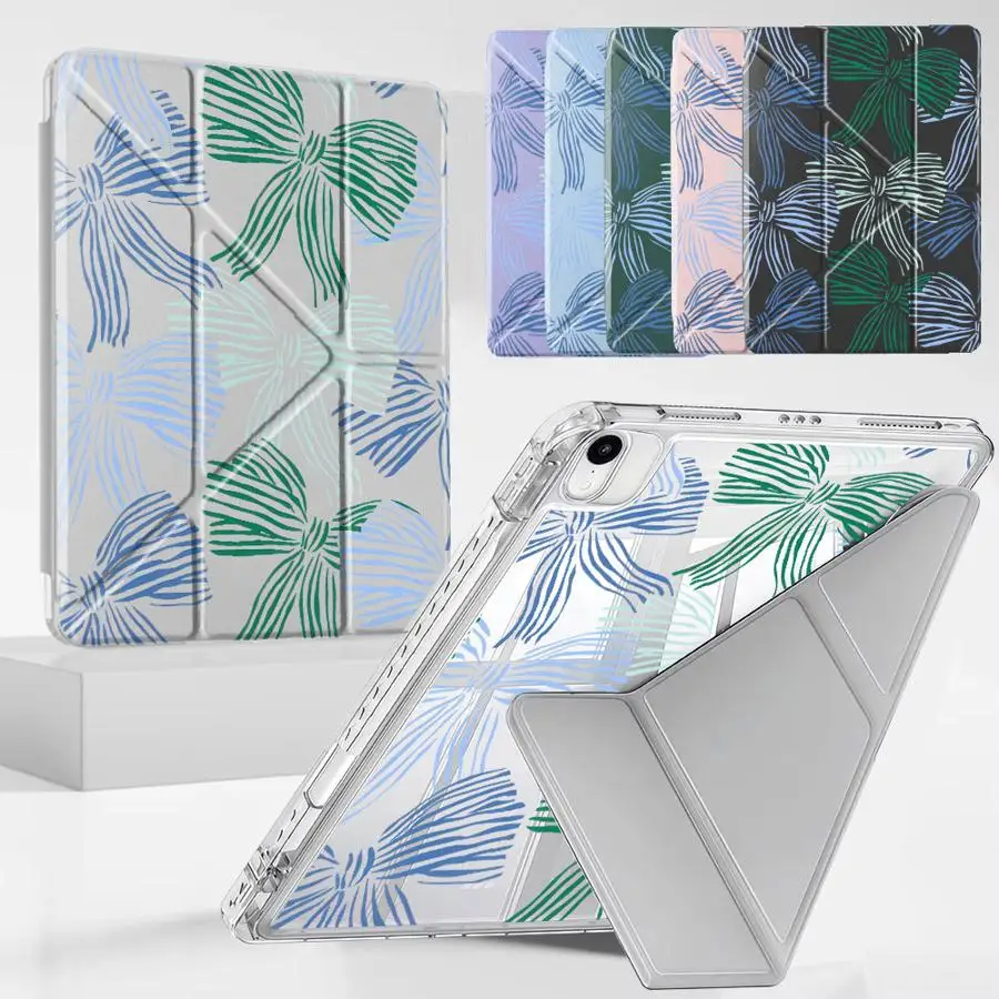 

Tablet Case For iPad Air 4 5 M3 M2 M4 11inch Pro 2025 Mini 6 7 Pro 11th 10th 9th 8th 7th 12.9inch Holder Cover Y-Fold Blue Green