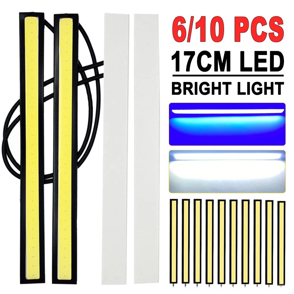 

6/10 шт. 17 см COB DRL светодиодные лампы для автомобиля противотуманные дневные ходовые огни внутренние декоративные фонари багажника водонепроницаемые 12 В белый синий