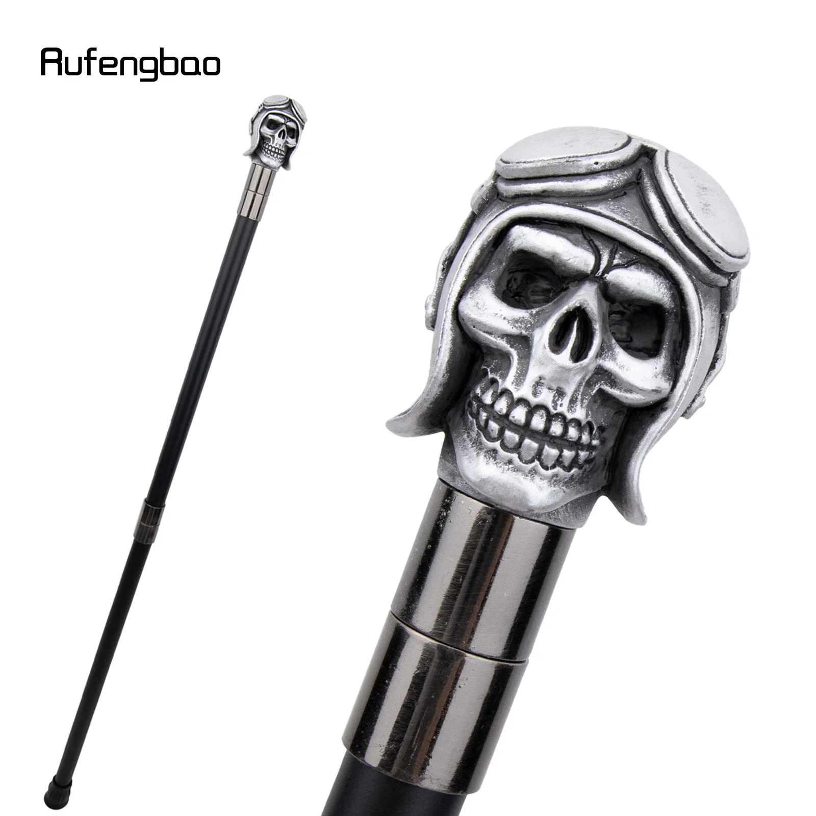 Silver Resin Skull Head Walking Cane Fashion Decorative Steel Walking Stick Gentleman Elegant Cosplay Cane Knob Crosier 92cm