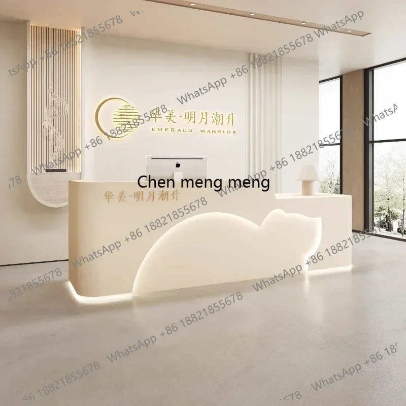 G153 Reception Professional Aesthetics Desk With Shelves Counter Store Pulpit Home Bar Counter Salon S Luxury Desk 150CM Furnitu