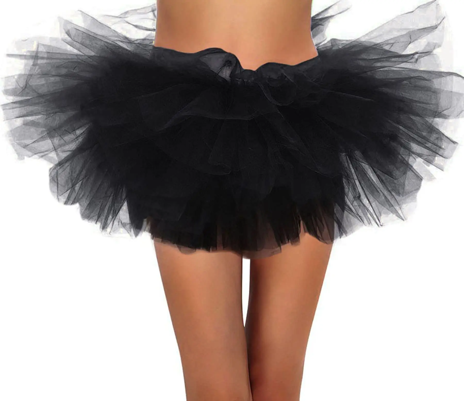 

Black Fluffy Adult Pettiskirt 5 Layered Women Lady's Tulle Princess Party Skirts Sexy Club Short Pettiskirts