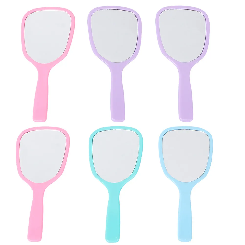 6Pcs Handheld Makeup Mirror Durable Portable Mirror Small Lightweight Travel Makeup Tool Practical Accessories