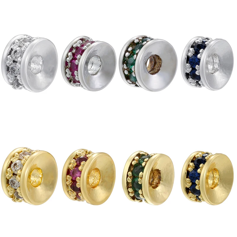 ZHUKOU 4.2×2.5mm copper 18K gold plated inlaid with coloured zirconia DIY jewellery accessories beads stringing material: VZ415