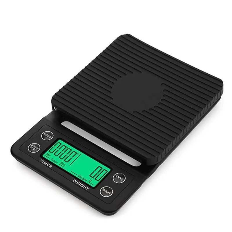 

3kg 0.1g Digital Coffee Drip Scale With Timer 6.6lb/3kg Kitchen Mat Scales Food Cooking Baking Measure Tools Steelyard Balance