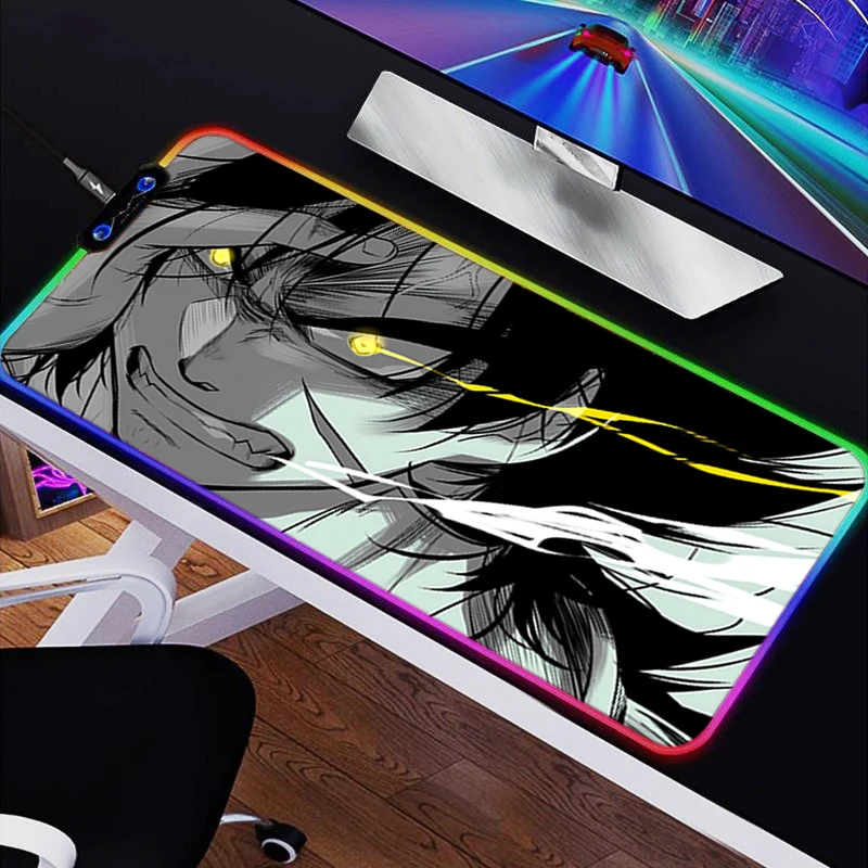 LED RGB Mauspad Gummi HD Mousepad Muster Spiel Pad Dragon Ball PC Zubehör Schreibtisch Matte Rutschfeste Tisch Matte Büro Tastatur Pad