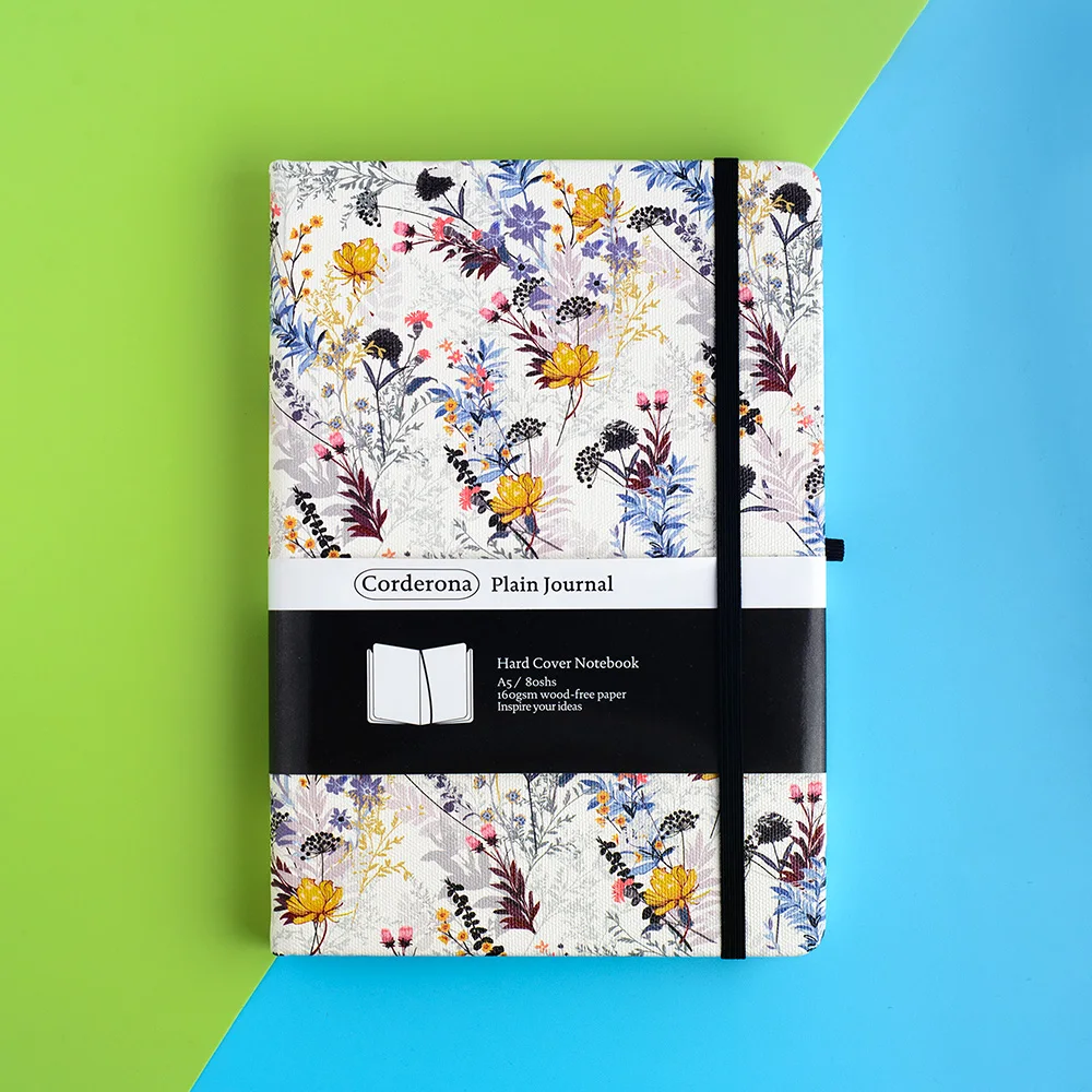 Notebook liso com elástico, Pen Loop Back Pocket, Capa Dura, Jornal em Branco, A5, 160gsm