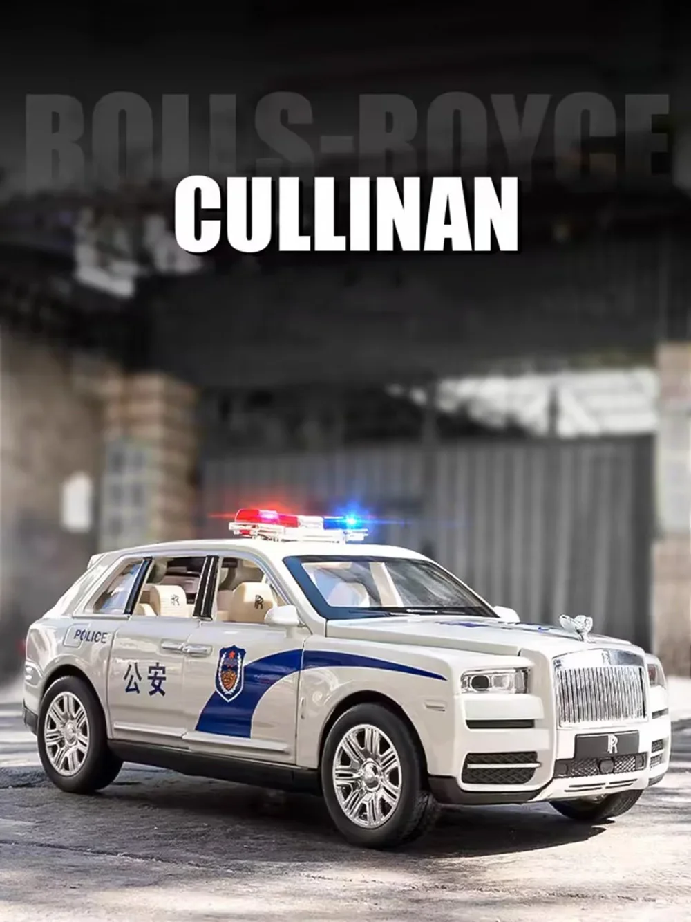 1:24 Rolls-Royce Cullinan Polizeiautos Modellspielzeug mit Licht Sound Wheel Zurückziehen Miniaturfahrzeuge Modelle Jungen Festival Geschenke