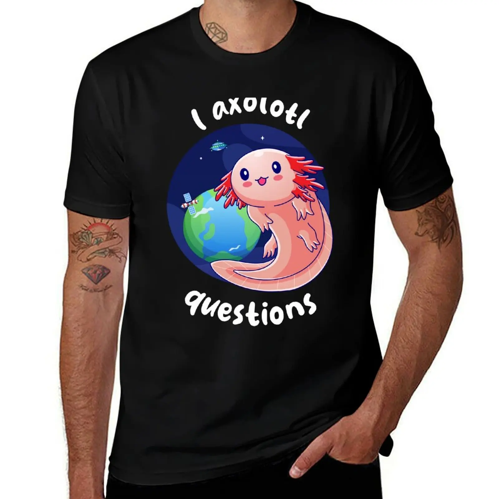 

I axolotl questions - cream (on dark colors) T-Shirt t shirts for man graphic funny T-Shirt