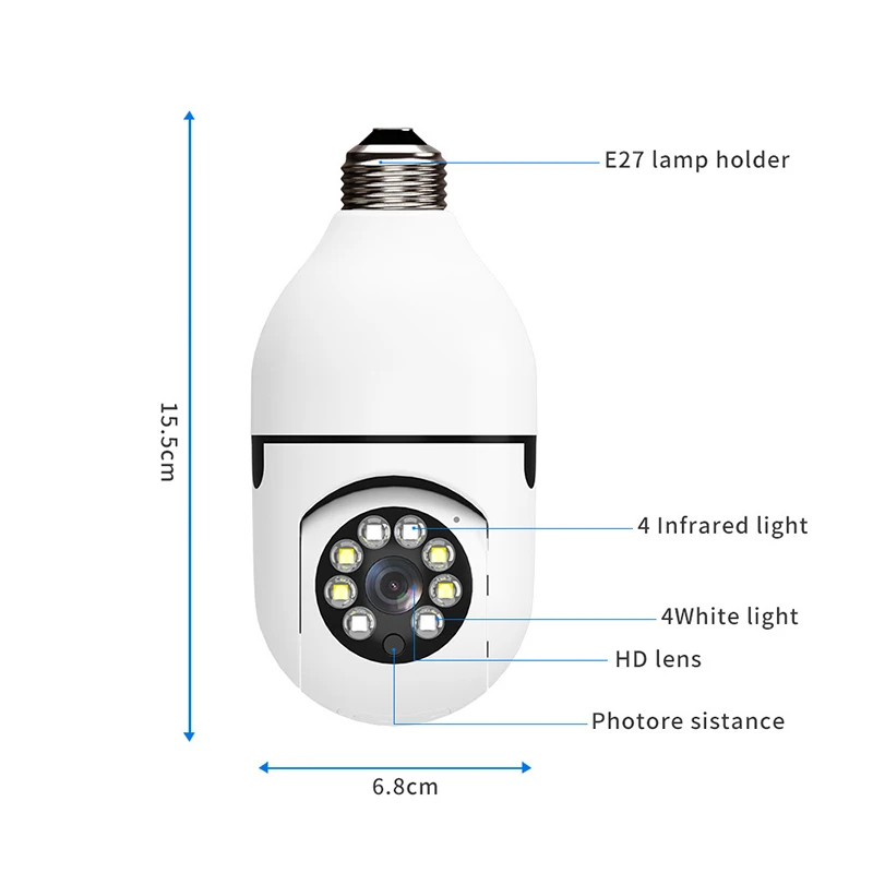 WiFi IP Camera E27 Bulb 3MP Wireless Baby Monitor AI Tracking Security Video Surveillance Pet Camera Smart Living Indoor
