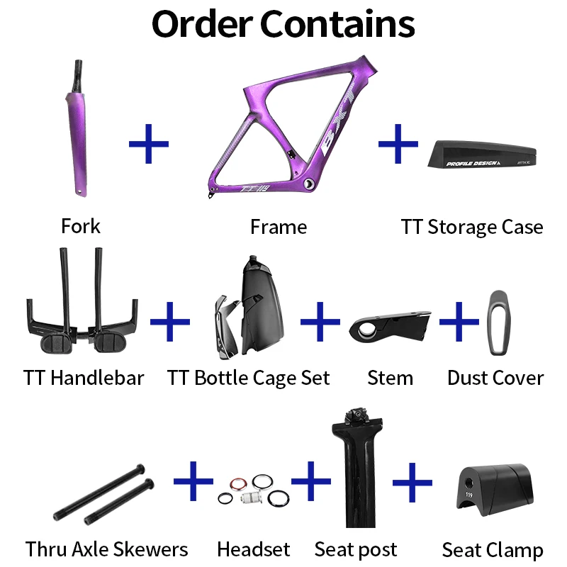 BXT مكبح قرصي الكربون TT إطار دراجة هوائية الوقت المحاكمة سباق الدراجة إطارات مع TT المقود حقيبة للتخزين الترياتلون دراجة الإطار