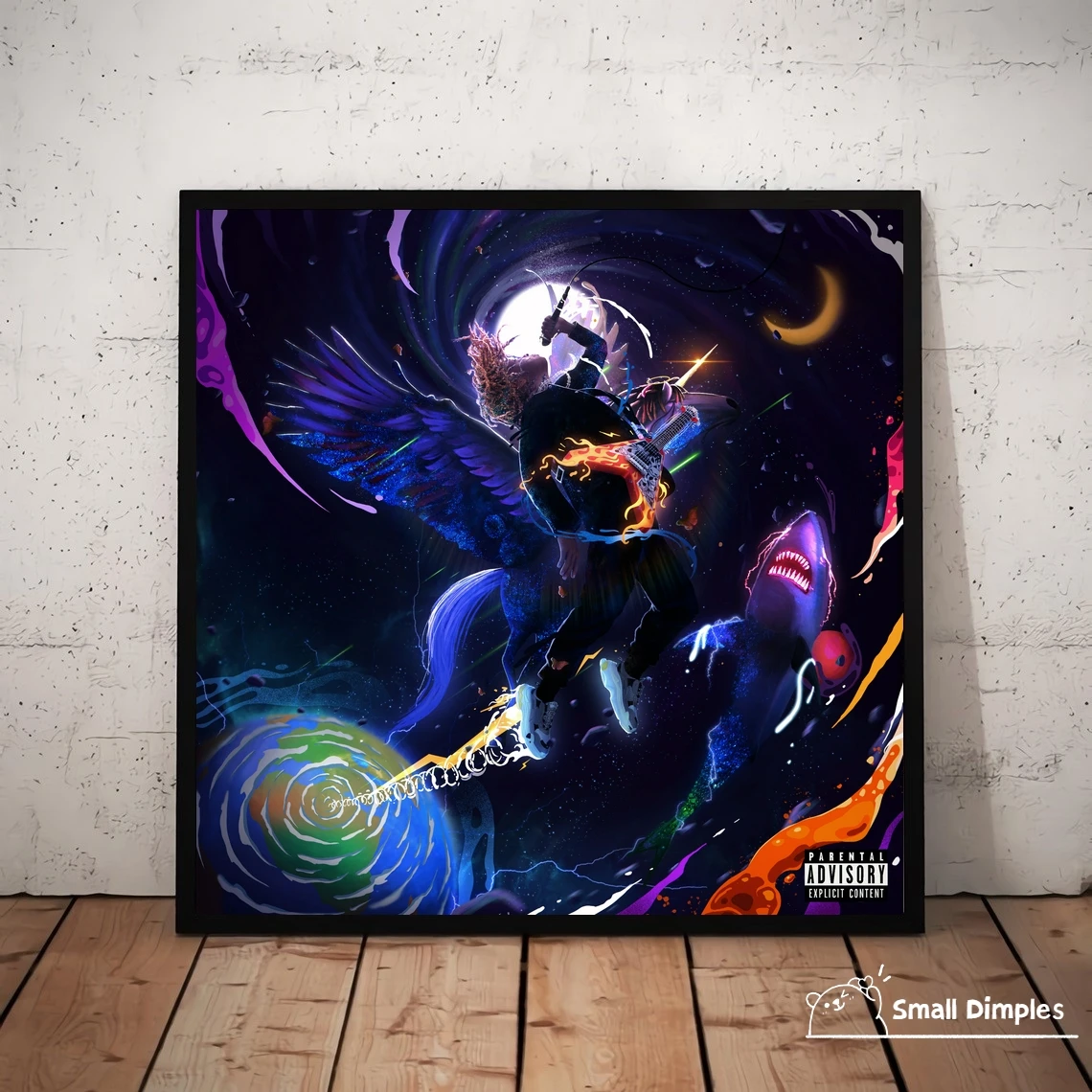 Pegasus Neon Shark VS Pegasus Music Album Poster Canvas Art Print Home Decoration Wall Painting (No Frame)
