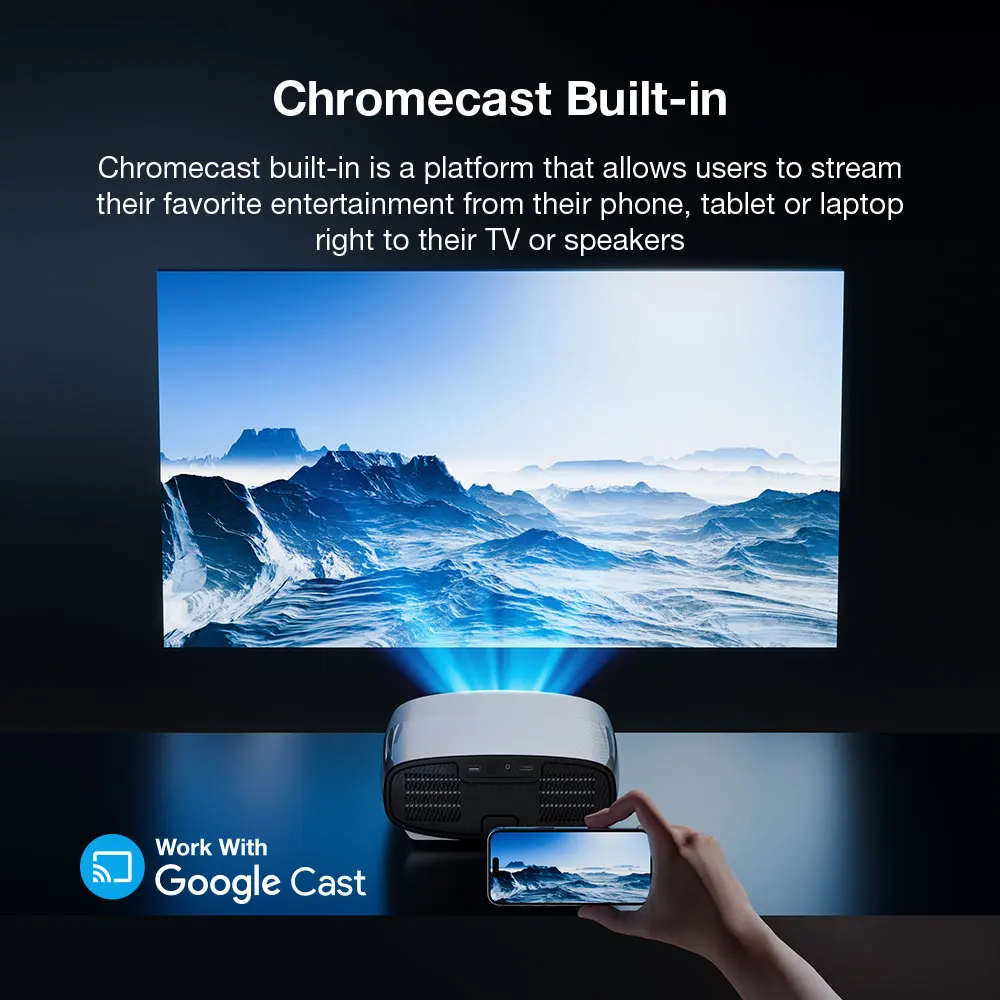 جهاز عرض رؤية BlitzWolf BW-V11 مع محرك بصري مرخص بتلفزيون Google 4K يدعم 1100 ANSI Lumens 1080P HDR10