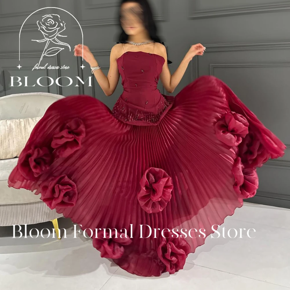 Bloom Customized  Sleeveless Solid Color Pleats Ruching Mermaid Sweep Train Solid Color Ladies Gowns For Special Occasion