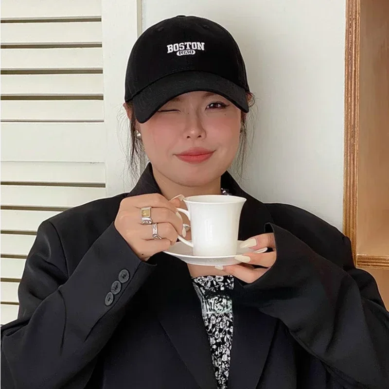 1PCS Boston Letter Baseball Cap Oversized Large Head Circumference Adjustable Soft Casual Sun Hat Men Women